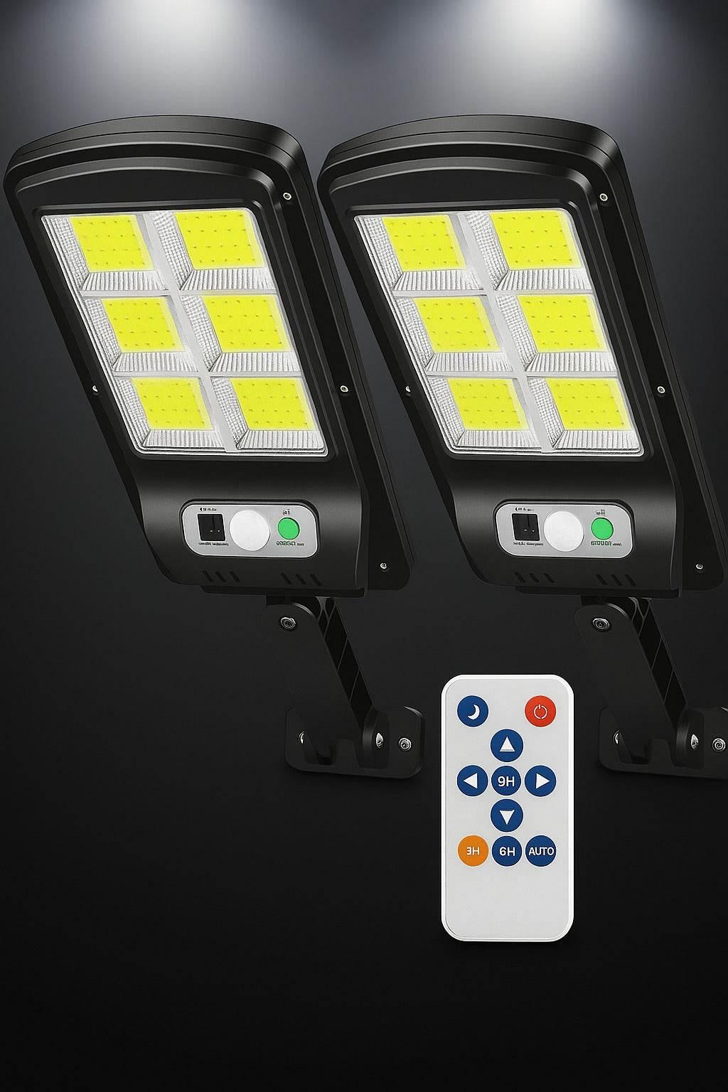 Pack Doble Luminox Solar™ – Con Sensor de Movimiento y Control Remoto - Tienda Garden