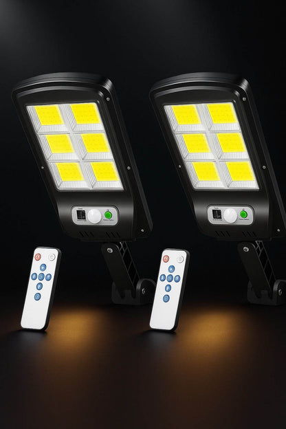 Pack Doble Luminox Solar™ – Con Sensor de Movimiento y Control Remoto - Tienda Garden