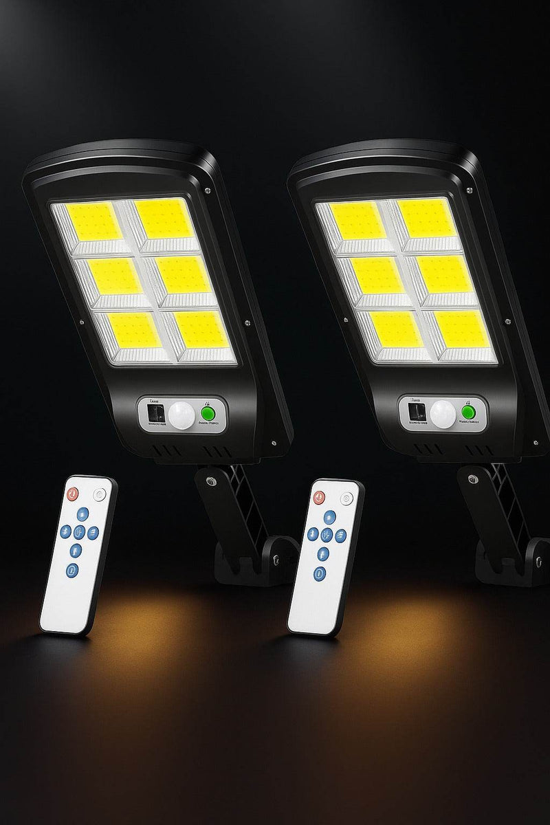 Pack Doble Luminox Solar™ – Con Sensor de Movimiento y Control Remoto - Tienda Garden