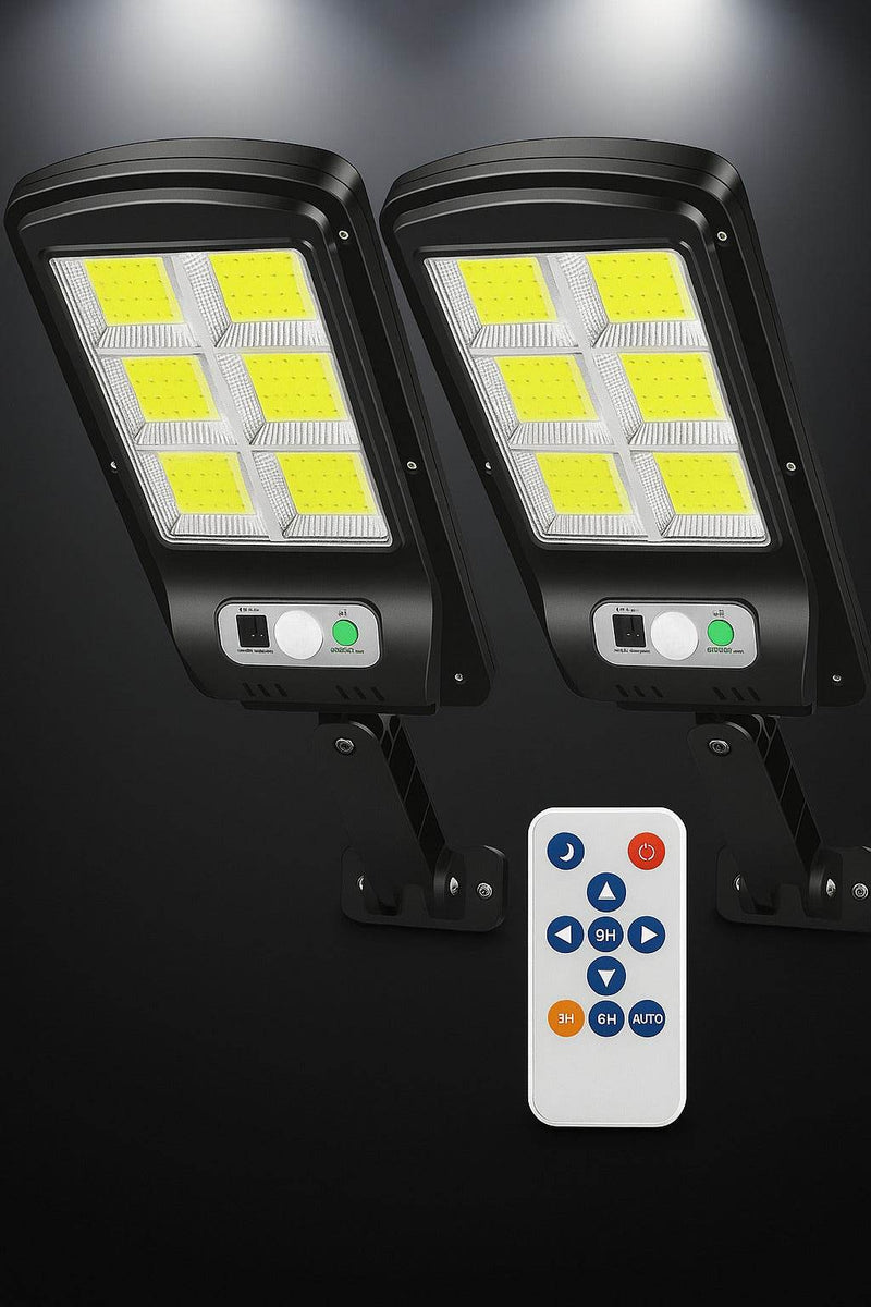 Pack Doble Luminox Solar™ – Con Sensor de Movimiento y Control Remoto - Tienda Garden